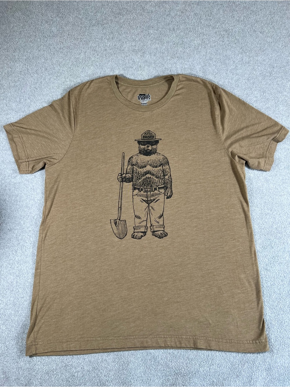 WYR Clothing Smokey Bear Double Sided Graphic Tee XL Brown Forest Service